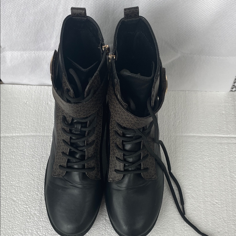 Daisy Fuentes Black and Brown Combat Boots